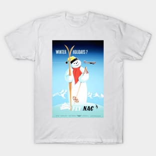 Vintage Travel Poster New Zealand Winter Holidays Fly NAC T-Shirt